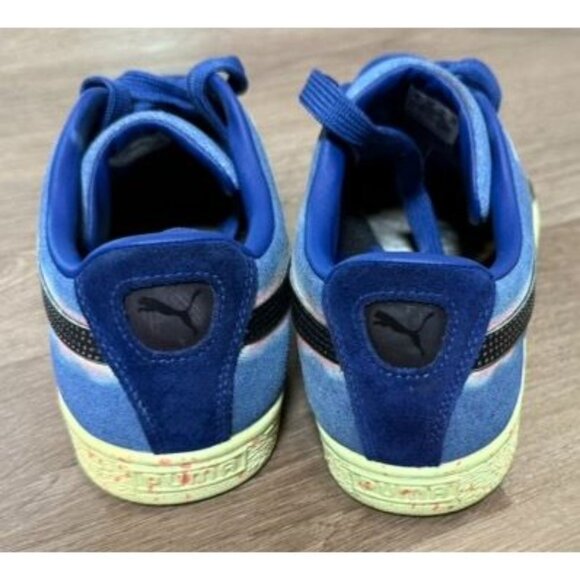 Puma Suede Sneakers Mens Size 9 Blue Tie-Dye Pattern w/ Speckled Yellow Sole - Picture 2 of 8